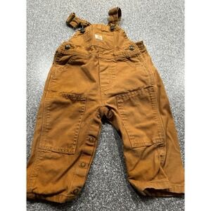 Infant Unisex Brown Carhartt Kids Bib Overalls , Size 9 Months EUC A12